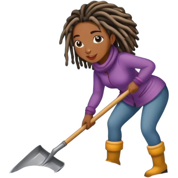 Black woman with locs shoveling emoji
