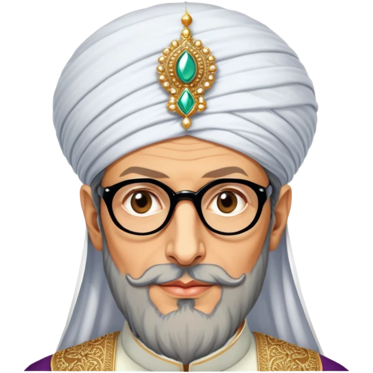 Jeff Goldblum no glasses as a regal portrait dressed as suleiman-the-magnificent,-depicted-as-a-regal-ottoman-sultan-adorned-with-a-large,-white,-round,-tall-turban-and-a-majestic-grey-beard,-his-commanding-gaze-bathed-in-warm,-historic-lighting-that-exudes-timel emoji