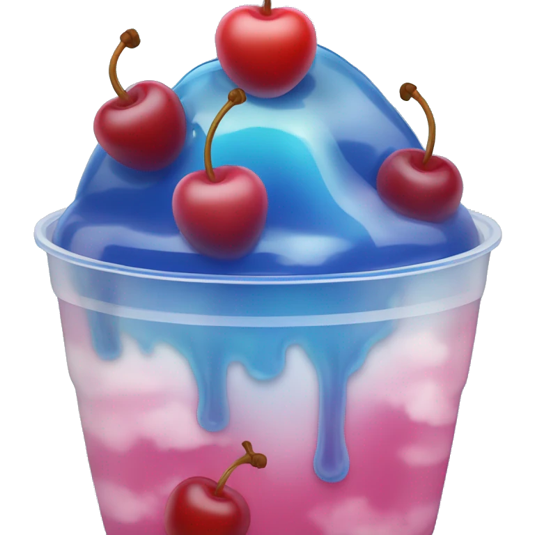 Blue sky jelly with a cherry on top and clouds in a class cup emoji