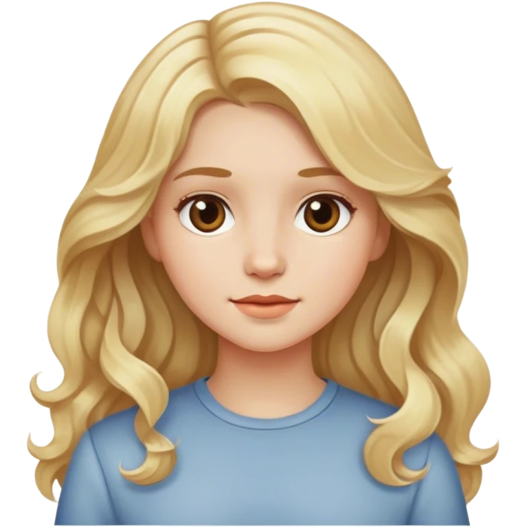 A girl With medium and wavys hair, With light blonde locks, and white. emoji