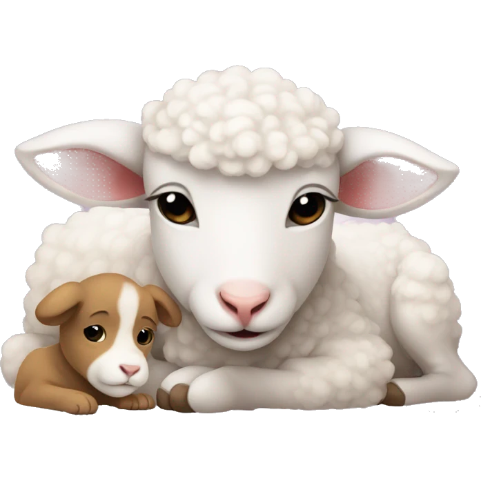 The lamb holds the puppy emoji