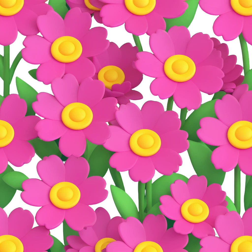 pink flowers with yellow centers, cute and playful design, slightly different angle emoji