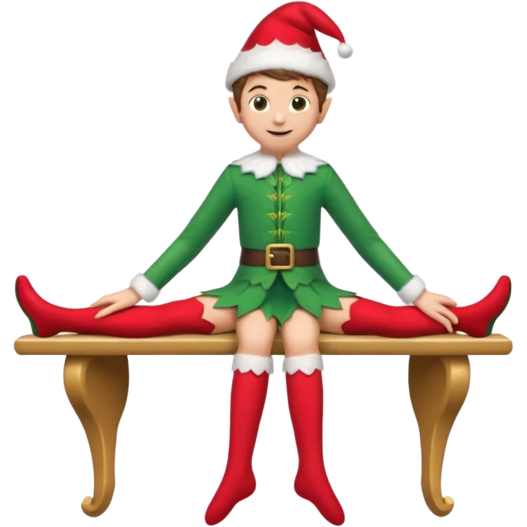elf on the shelf sitting legs dangling over shelf emoji