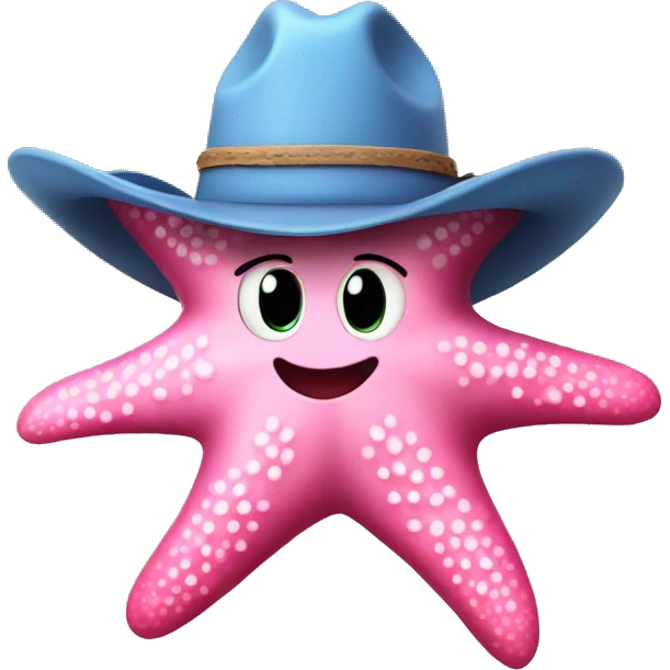 pink starfish with cowboy hat on emoji