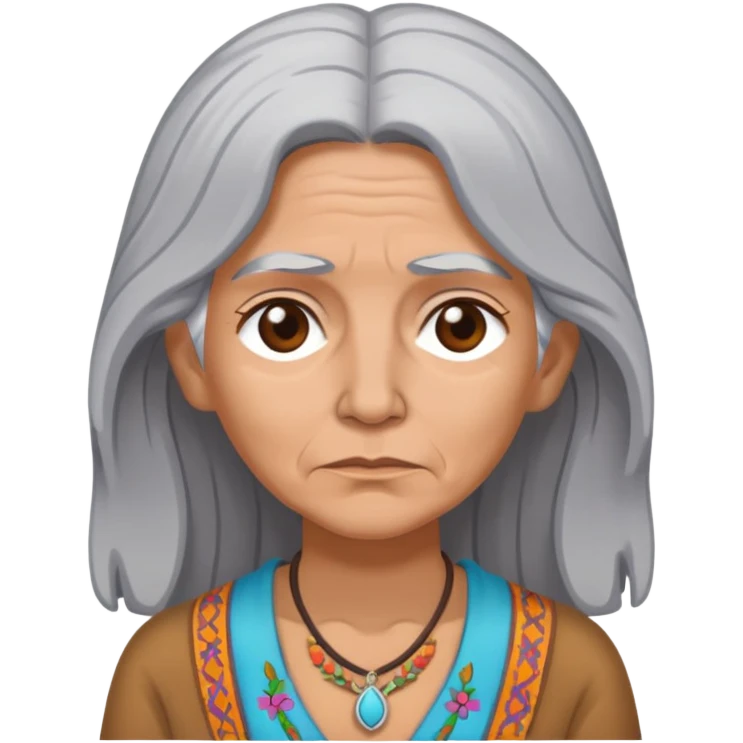 Gray haired female hippie depressed emoji
