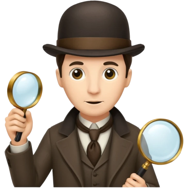 Sherlock Holmes in a bowler hat and with a magnifying glass emoji