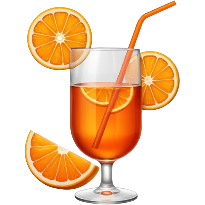 Mach mir einen Aperol in Emoji Stil - eine Orangenscheibe im Glas und ein Strohhalm - keine Deko am Glas oben emoji