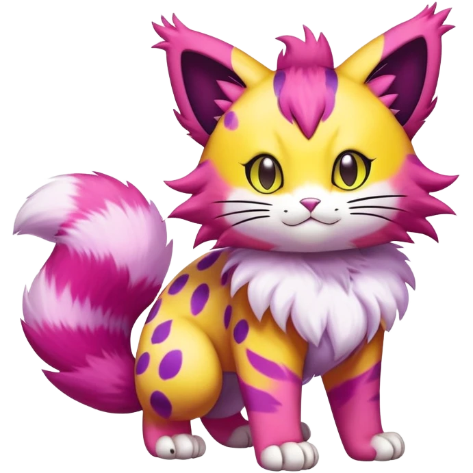 Colorful Liepard-Skitty-Delcatty-Pokémon-Fakémon-hybrid-creature (full body) emoji
