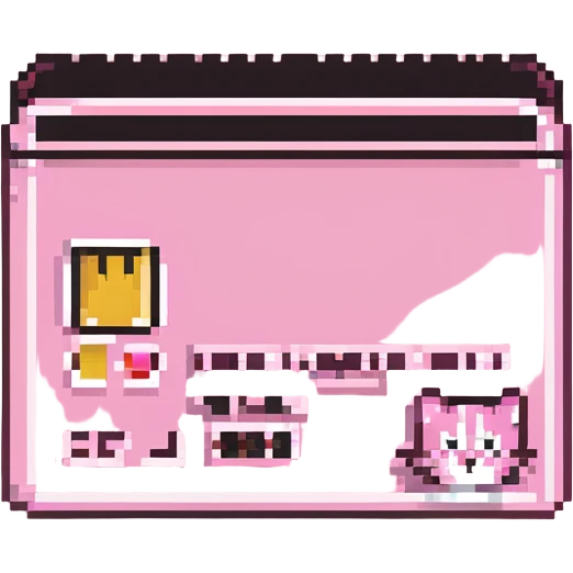 A pink credit card with a cat emoji