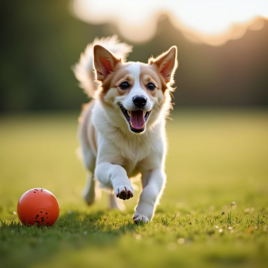 happy dog running after ball emoji