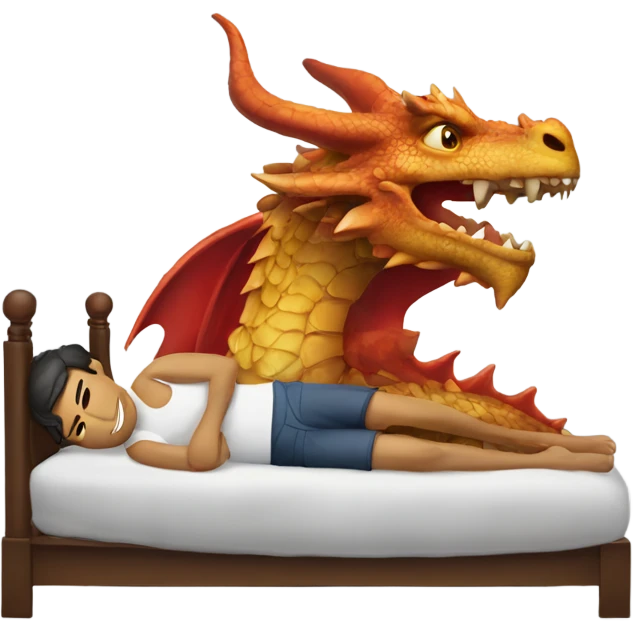 a man with a dragon’s head for a head is lying down emoji