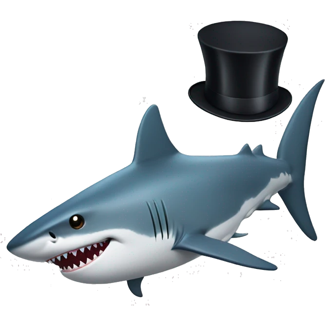Shark with a top hat emoji