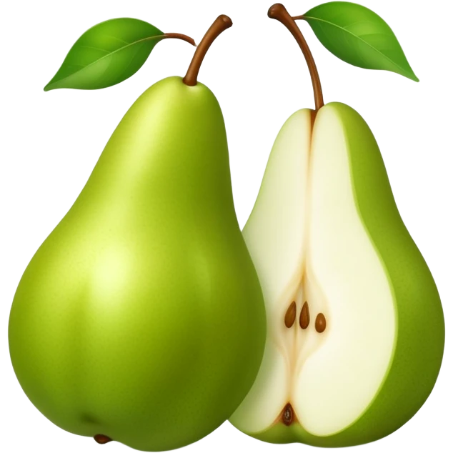 Green pear cut in half front emoji
