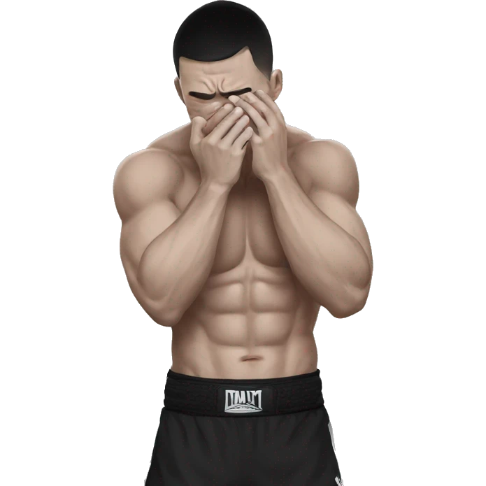 an mma fighter in pain covering his face emoji
