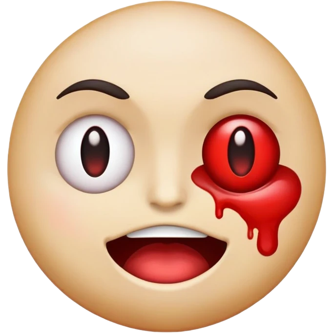 Emoji with really red and bloodshot eyes that are slightly closed and a mouth that is open partially emoji