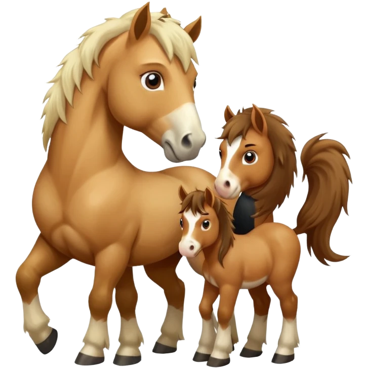 Angry fjord horse at a clydesdale foal emoji