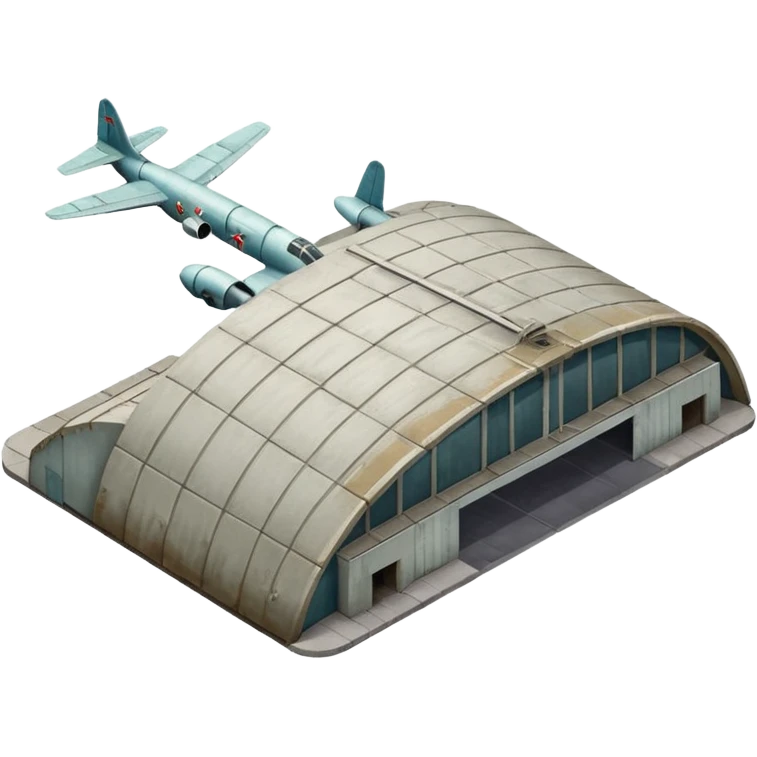 USSR military airplane rounded roof hangar isometry view emoji