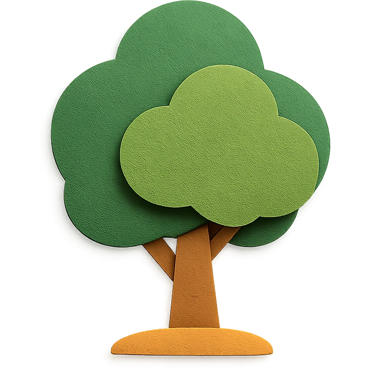 icon of a tree in paper craft style emoji