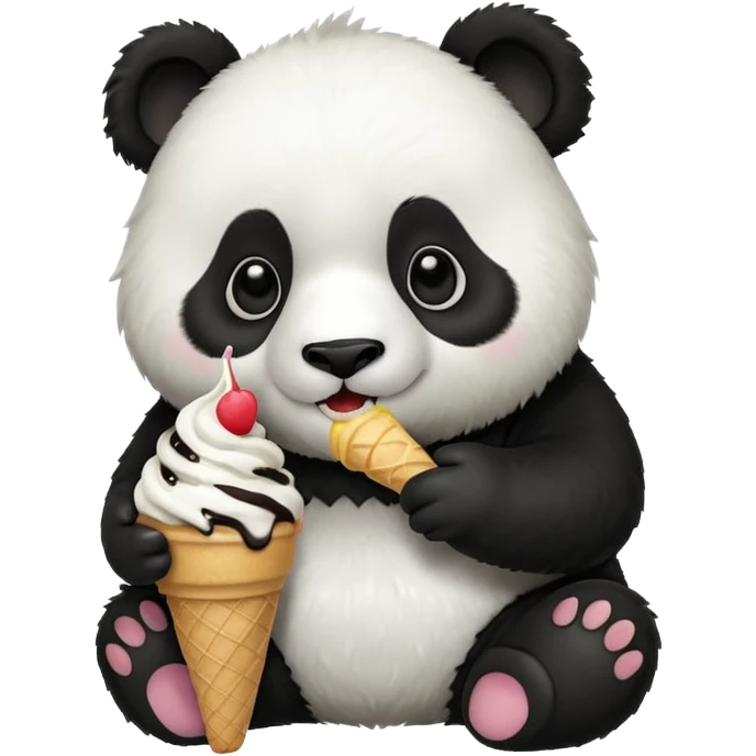 Panda eating ice cream emoji