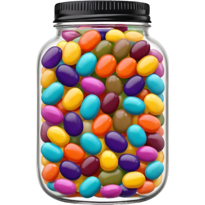A Jar Without A Face & With Red, Orange, Yellow, Green, Dark Green, Blue, Purple, Indigo, Violet, Pink, Brown, White, Grey, Black, Cyan, Magenta, Maroon, Beige, Lavender & Teal Colored Jelly Beans Inside emoji
