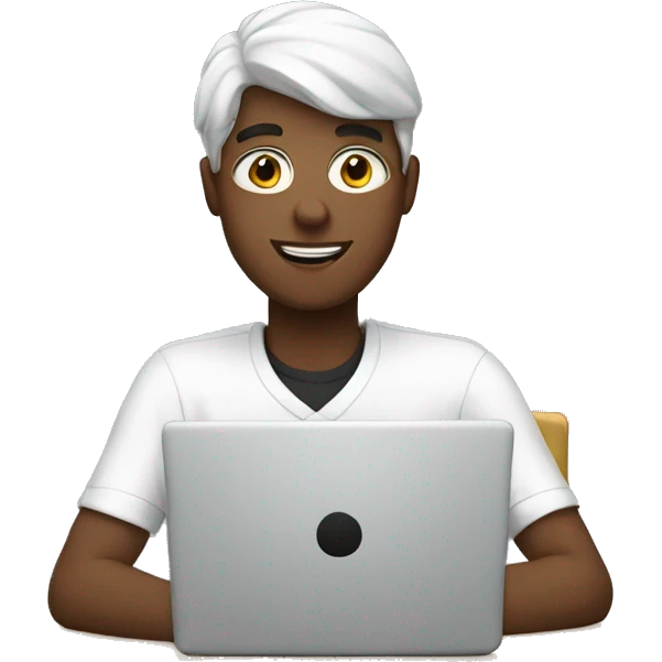 White student with computer  emoji