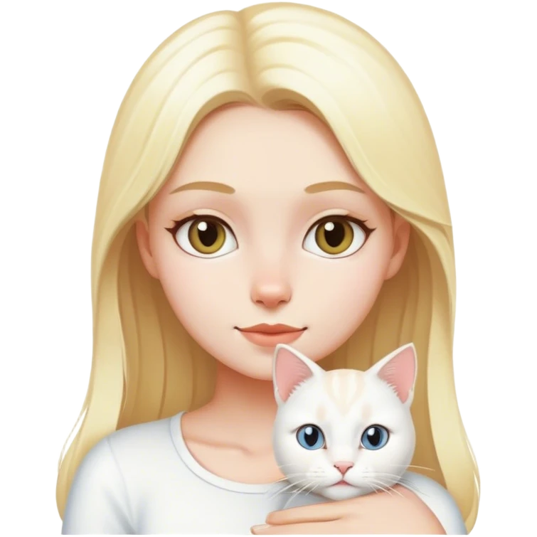 blonde girl white cat  emoji