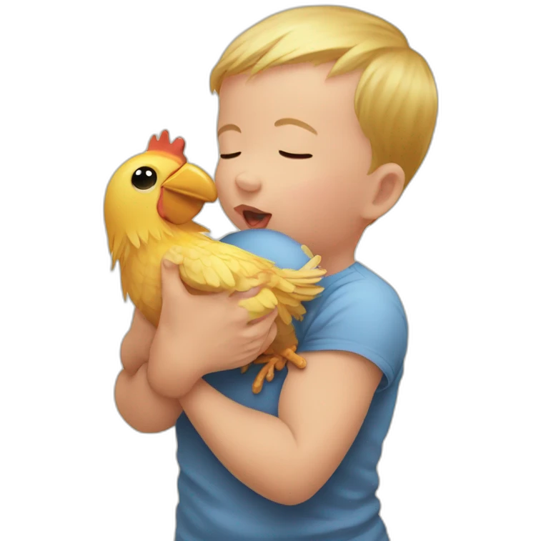 baby grabbing neck of chicken emoji