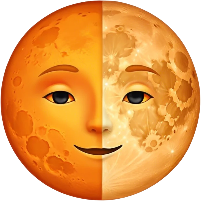 Un cercle qui représente un côté la lune de couleur noir et de l’autre le soleil  emoji