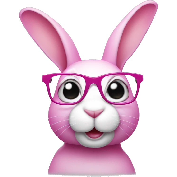 Pink rabbit wearing glasses emoji