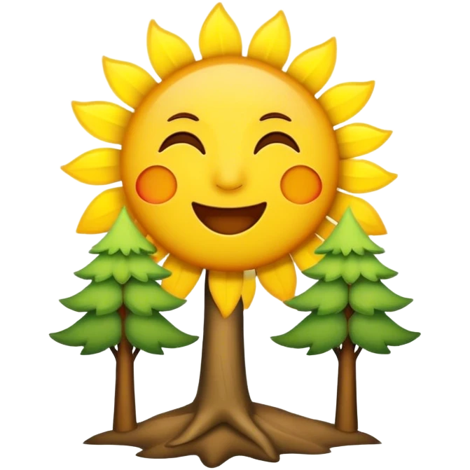 create me an emoji with trees, singing animals, and a sun emoji