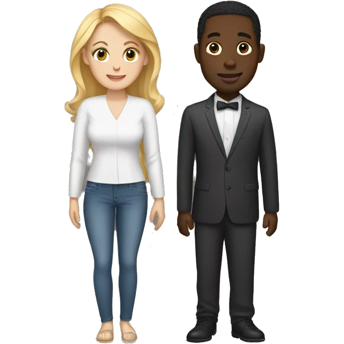 Realistic, interracial marriage, white women, black man emoji