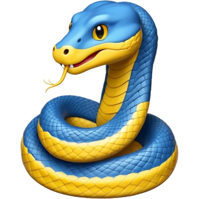 Python coding language-themed emoji inspired by the official Python logo, featuring blue and yellow colors, simple and friendly design emoji