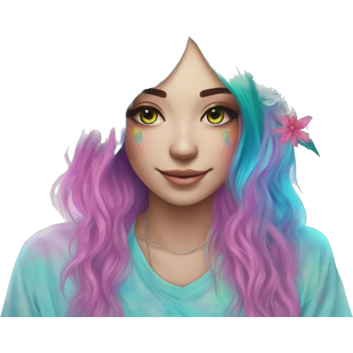 420 Tie dye hippie person flower crown tattoos hemp leaves metallic iridescent holographic blue cyan green pink emoji