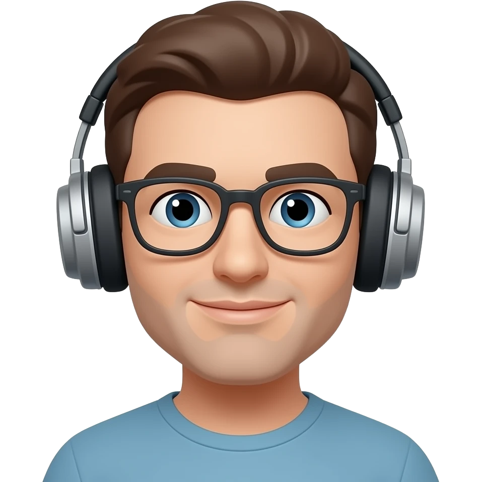 rostro  con lentes y audifonos emoji