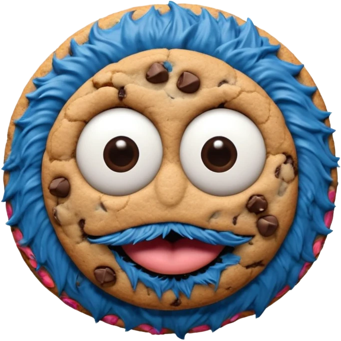 sesame street cookie monster only face and cookie emoji