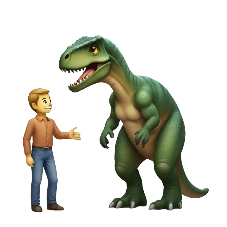 dinosaur holding a human emoji