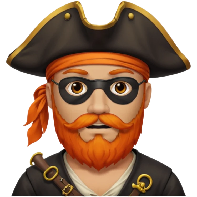 Pirata con un parche que le cubra un ojo de color negro y con barba anaranjado emoji