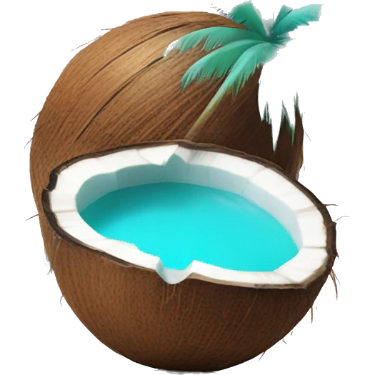 coconut with turquoise water inside emoji