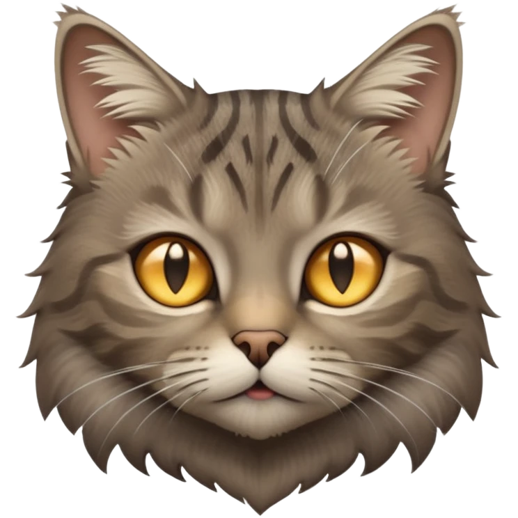 cinematic-[grey brown tabby cat]-realistic-emoji,-head-tilted-dramatically,-scruffy-[grey]-fur,-simplified-yet-realistic-focused-features,-highly-detailed,-glowing-with-an-almost-sarcastic-glow emoji