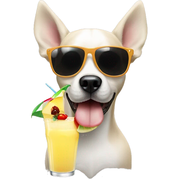 dog with sunglasses holding a pina colada emoji