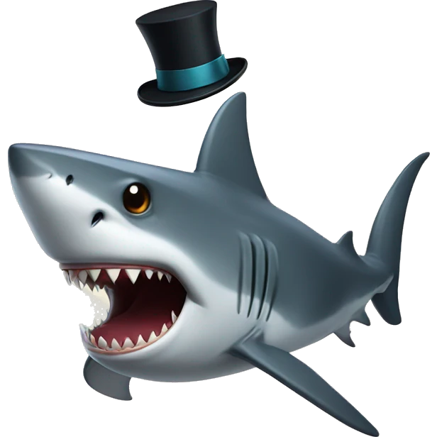 Shark with a top hat emoji