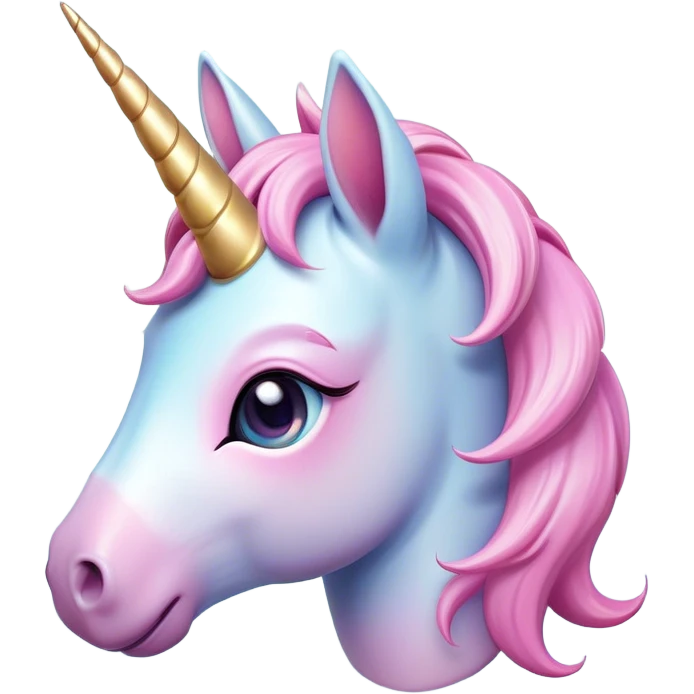 Cinematic Cute Unicorn Pony Portrait Emoji, Head tilted playfully and inquisitively, featuring a charming, diminutive form with a gentle pastel color, a delicate, sparkling horn and large, dreamy eyes full of wonder, Simplified yet irresistibly adorable features, highly detailed, glowing with a warm, magical glow, high shine, affectionate and lively, stylized with a touch of whimsical charm, soft glowing outline, capturing the essence of a mischievous yet endearing unicorn pony that seems as if it could prance out of the screen into your arms! emoji