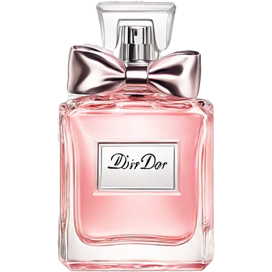 light pink miss dior perfume with bow around the bottle’s neck emoji