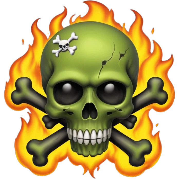 
a poisonous cloud of gas, dark swamp color, with an image of a skull and two crossed bones behind the skull emoji