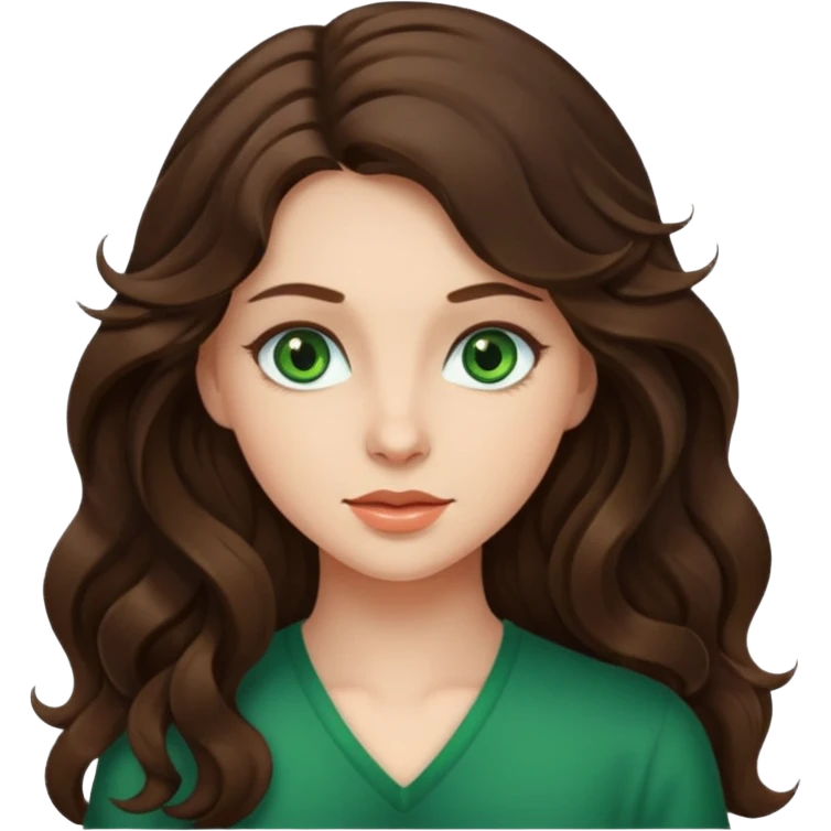 brunette girl with long wavy hair and fair skin  emoji