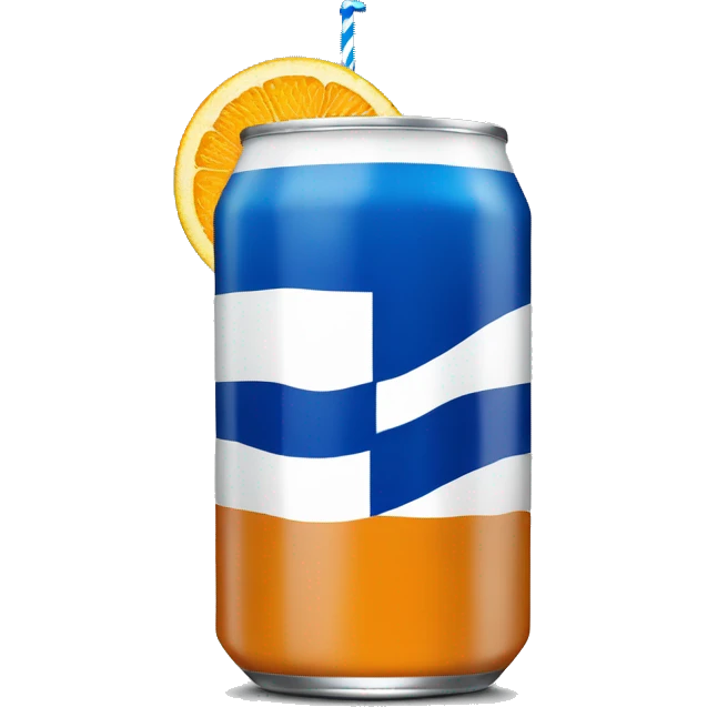 Blue Fanta can with Greek flag on it and a glass next to it emoji