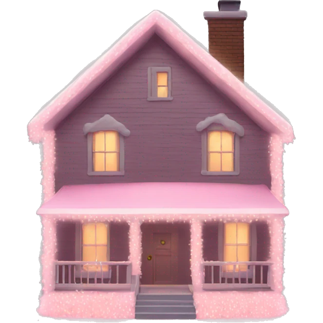 House with light pink Christmas lights  emoji