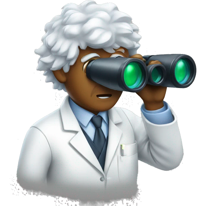 Mad scientist looking through binoculars emoji