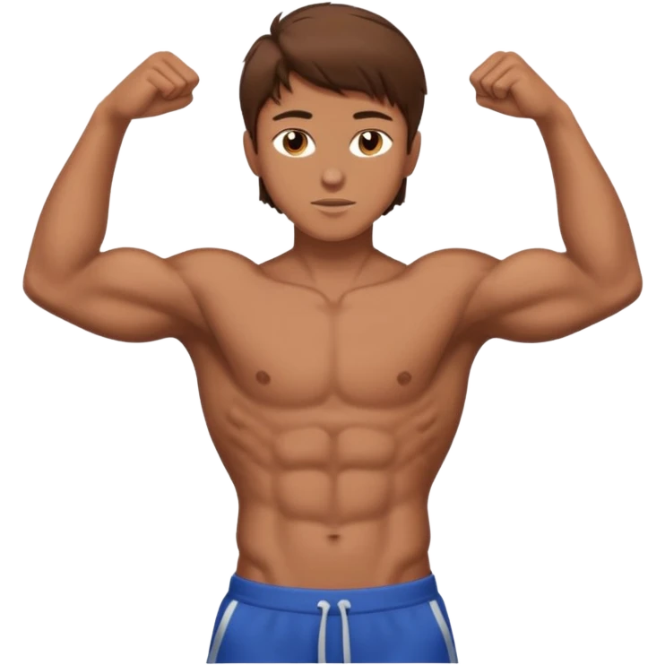 teenager guy hot brown hair, abbs, brown eyes, smart, hot emoji