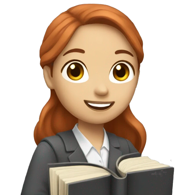asian female teacher redhead hair holding books emoji